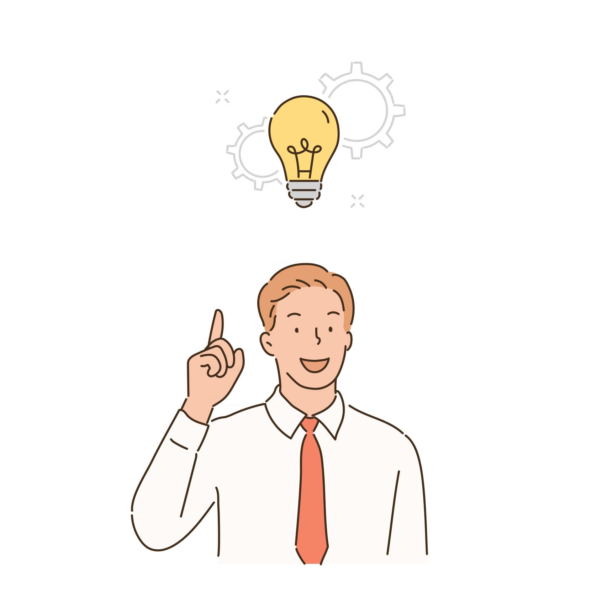 A business man is coming up with an idea. hand drawn style vector