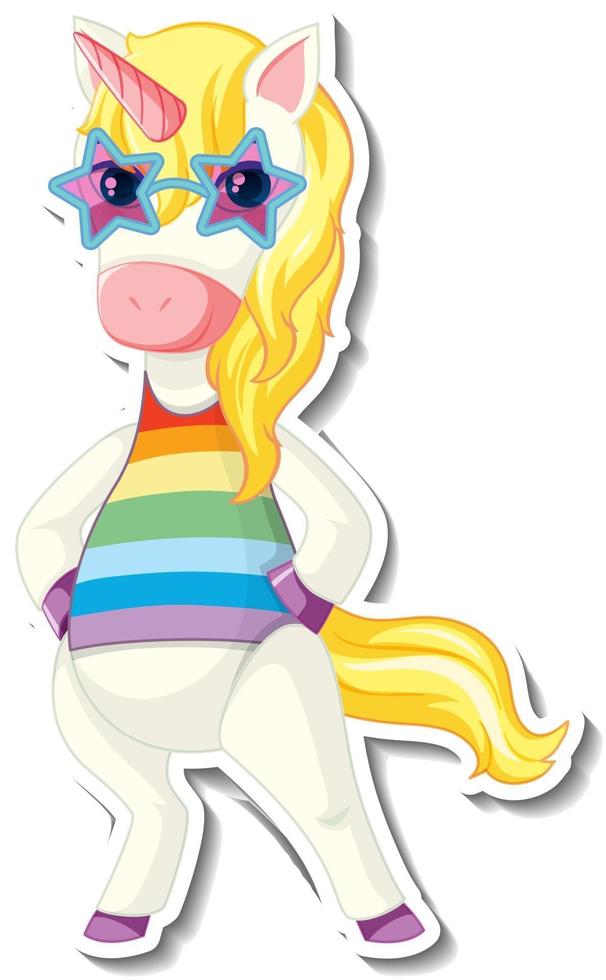 Cute unicorn stickers with a funny unicorn cartoon character vector