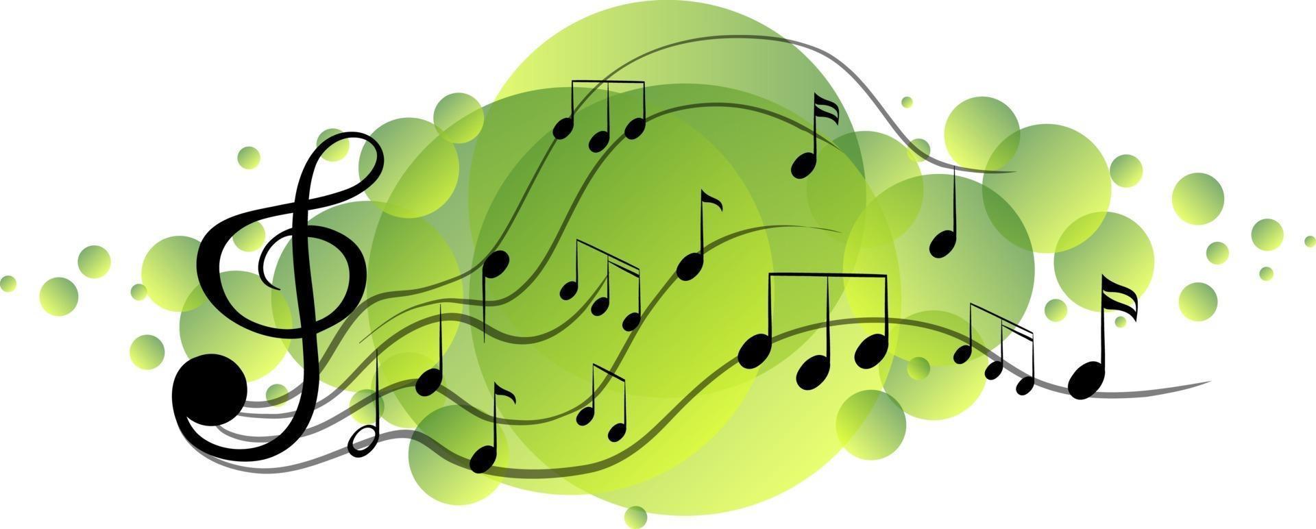 Musical melody symbols on green splotch vector