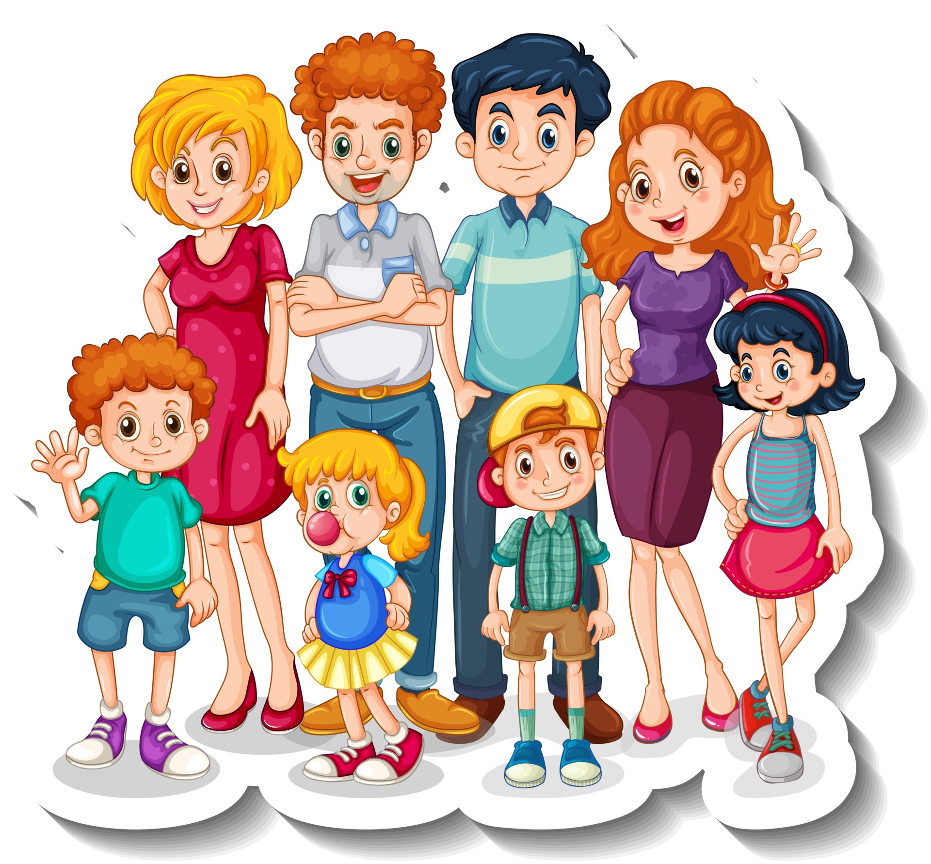 large family cartoon