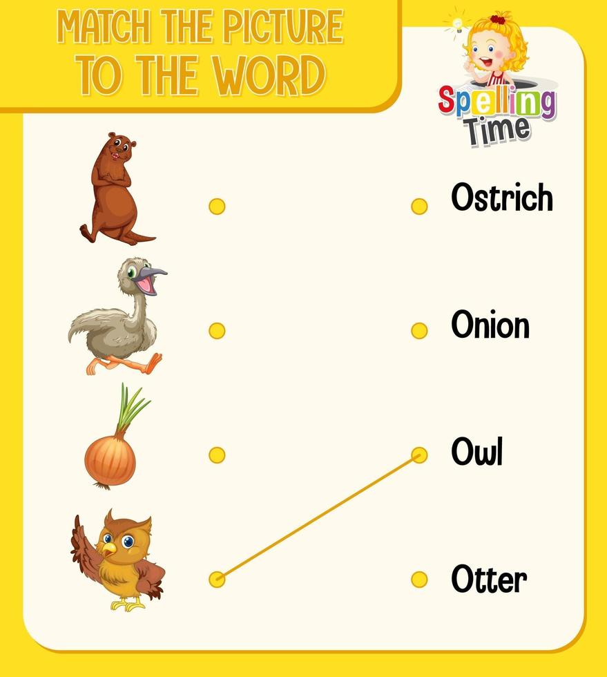 Word to picture matching worksheet for children 2729213 Vector Art at  Vecteezy