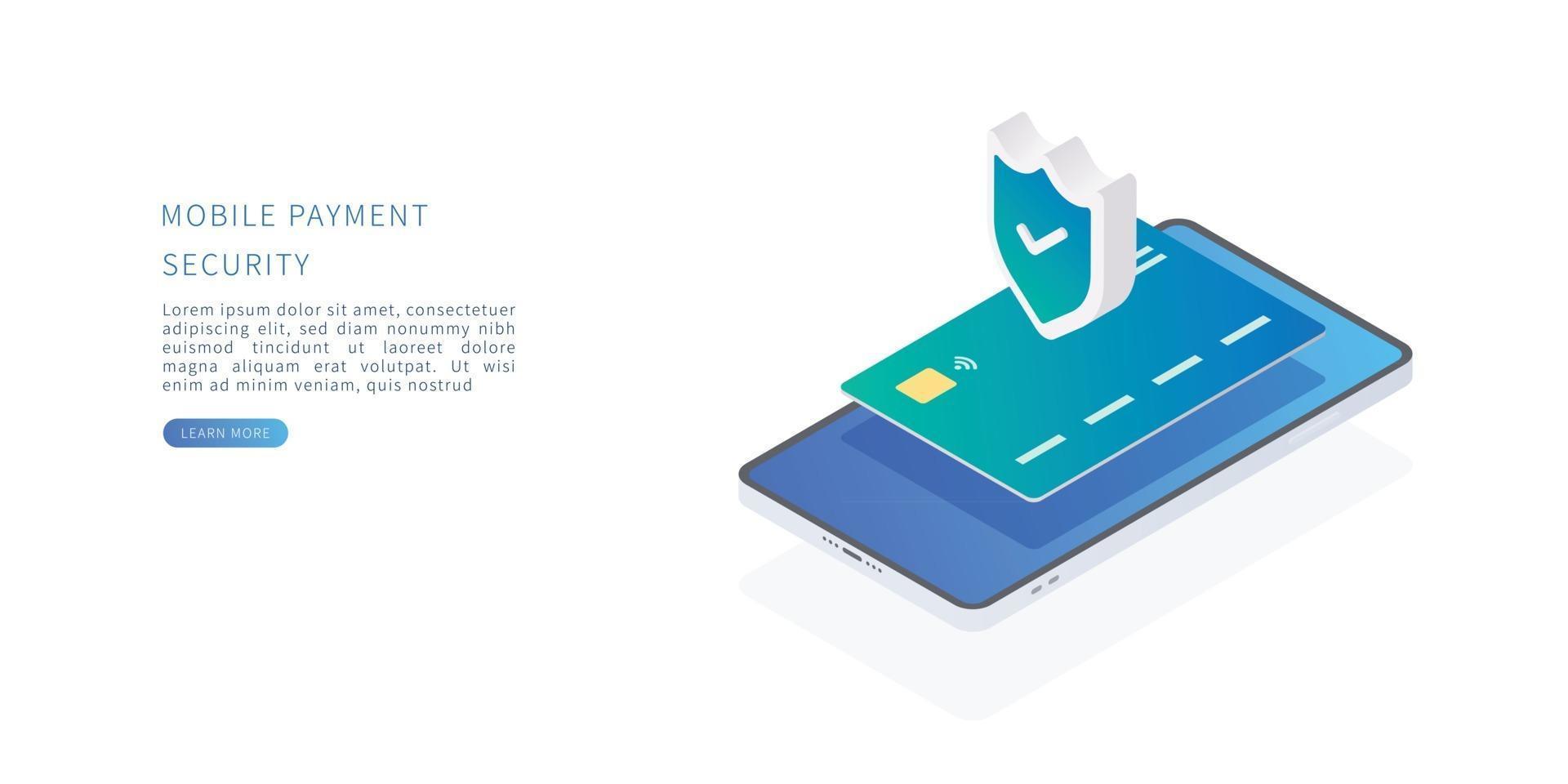 Online payment protection system with credit card and smartphone vector