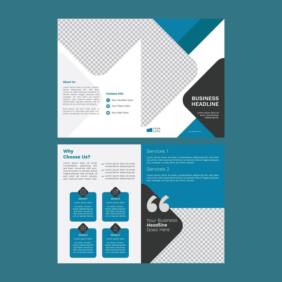 Corporate bifold brochure design template vector design