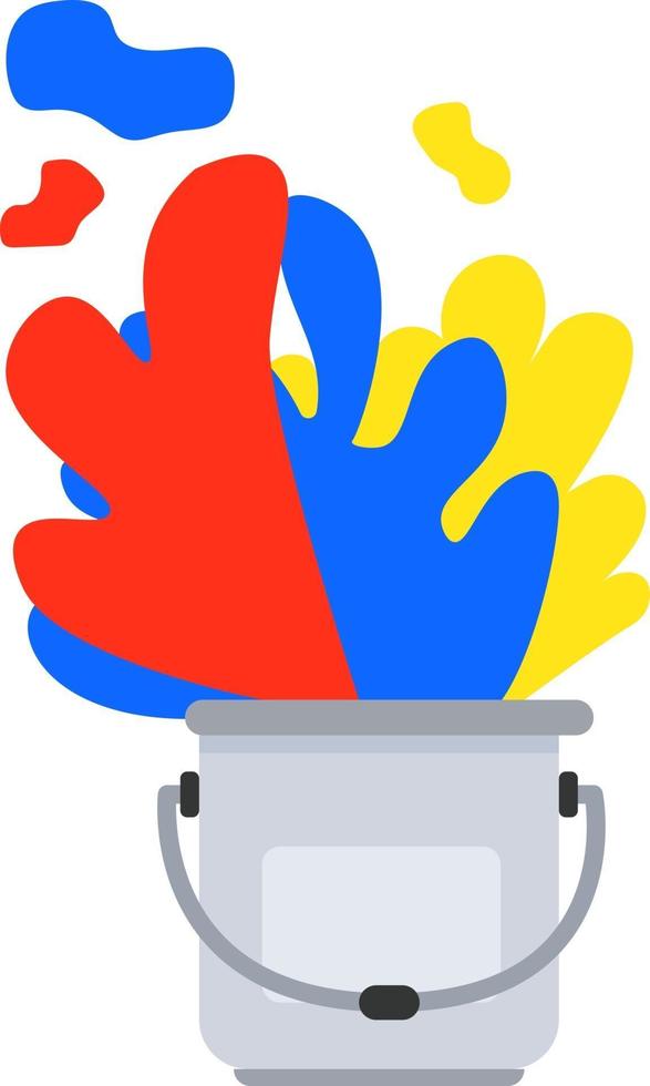 Paint bucket with Primary color art vector design.Color spread in paint bucket.Paint bucket icon design