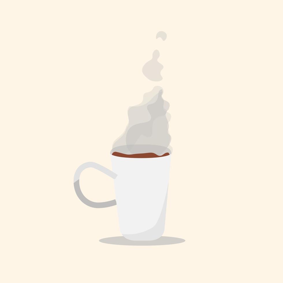 White Cup of coffee with soft smoke art flat design style vector