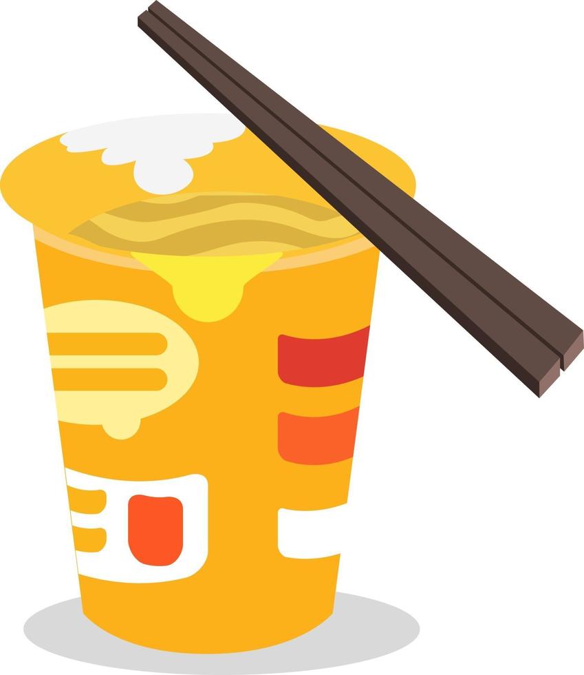 Spicy Cup noodle with Chopstick flat design vector. vector