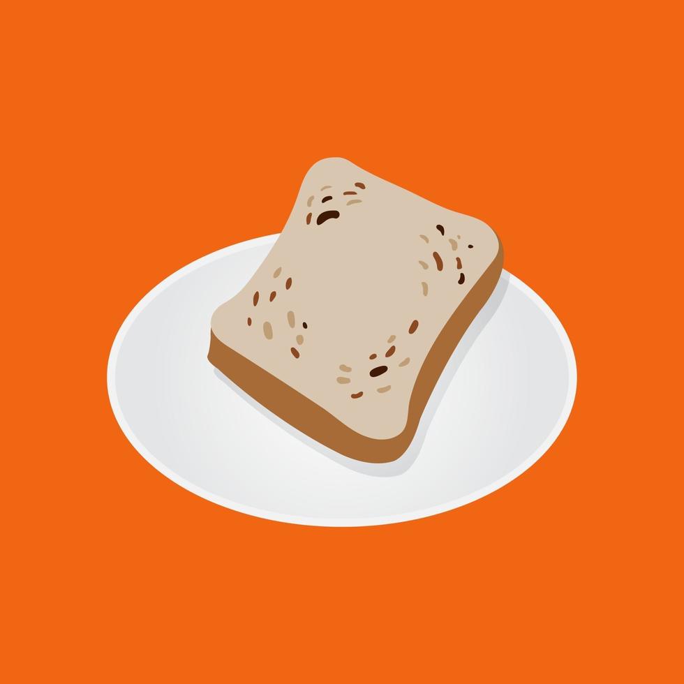 Slice Bread on dish vector.Slice of wheat bread vector