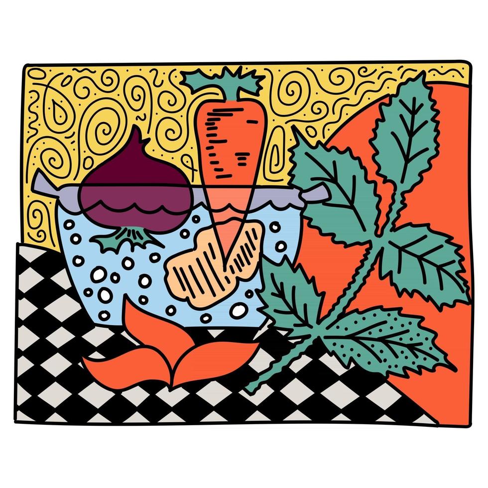 esta es una ilustración de la cocina en estilo retro-moderno vector