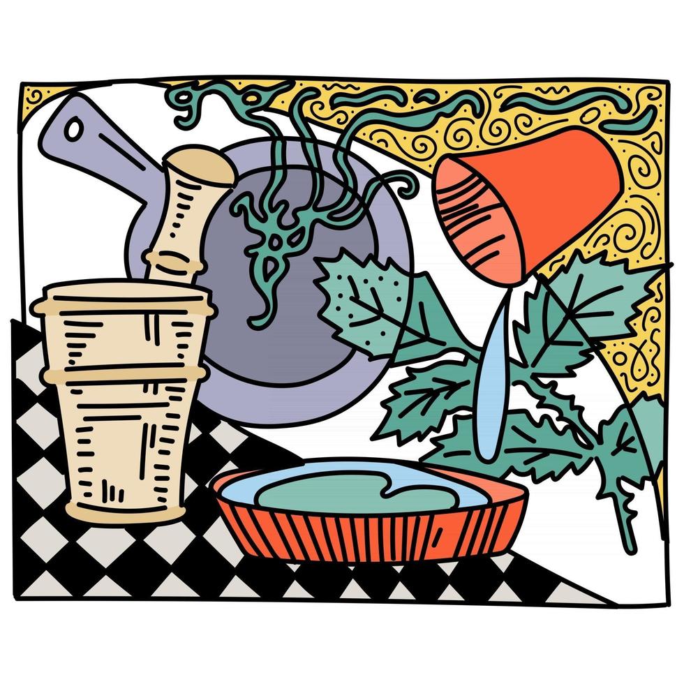 This is an illustration of cooking in retro-modern style vector