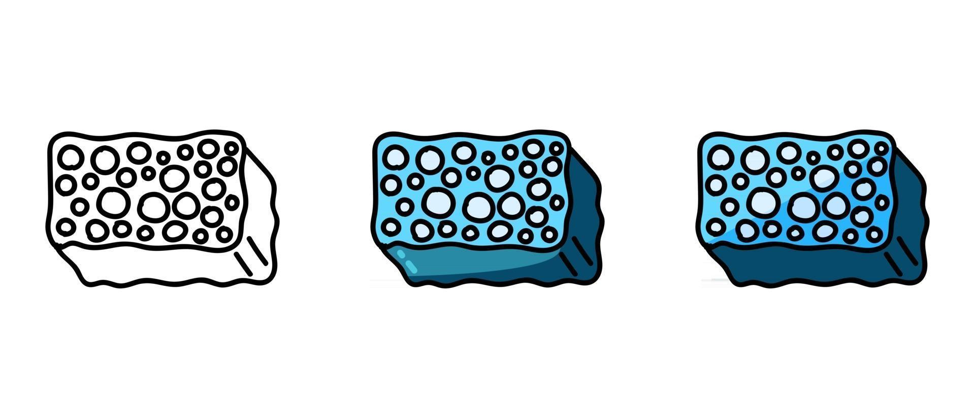 símbolos de esponja de lavado azul y contorno vector