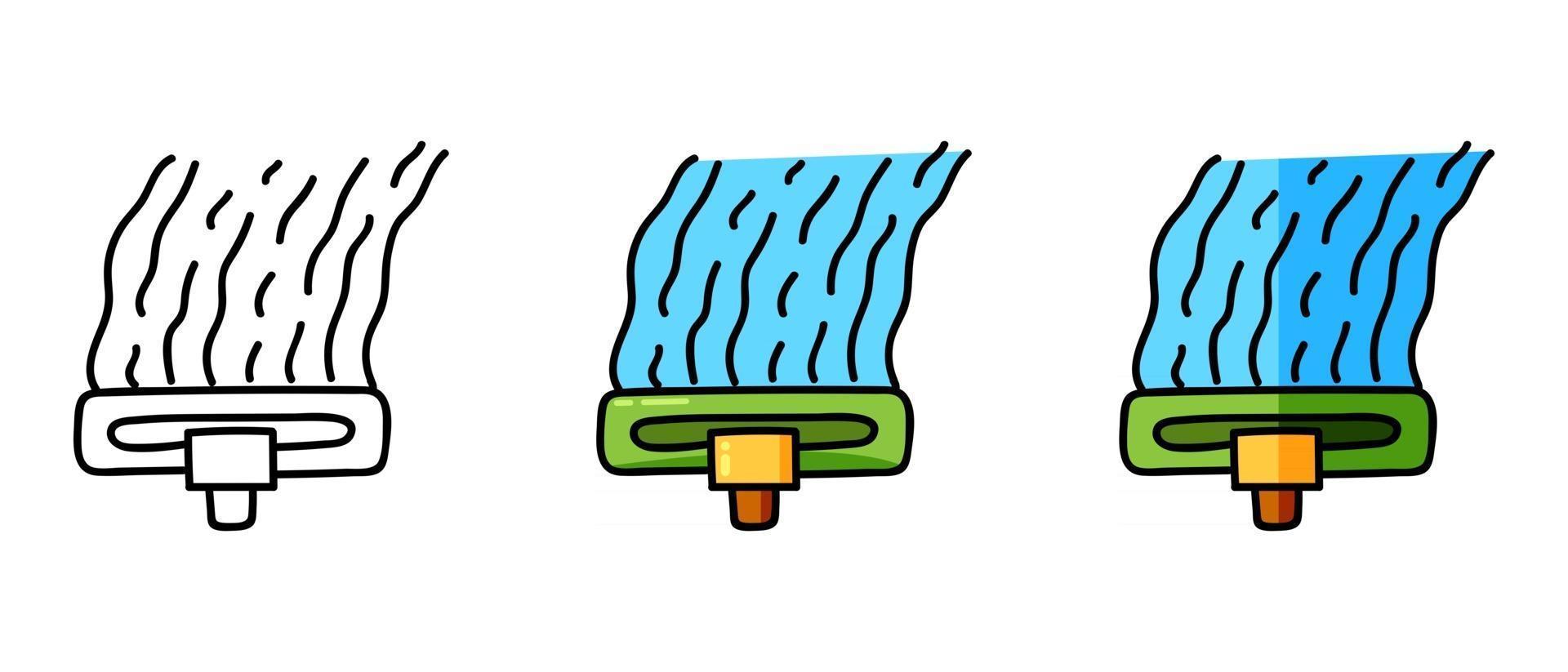 Outline and color mop symbols vector
