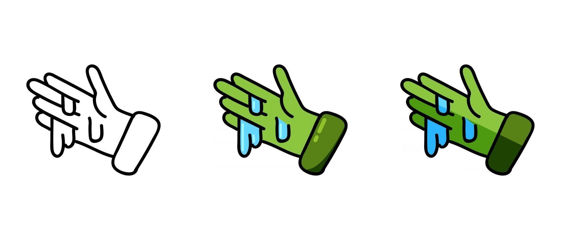 Contour and green wet glove symbols vector