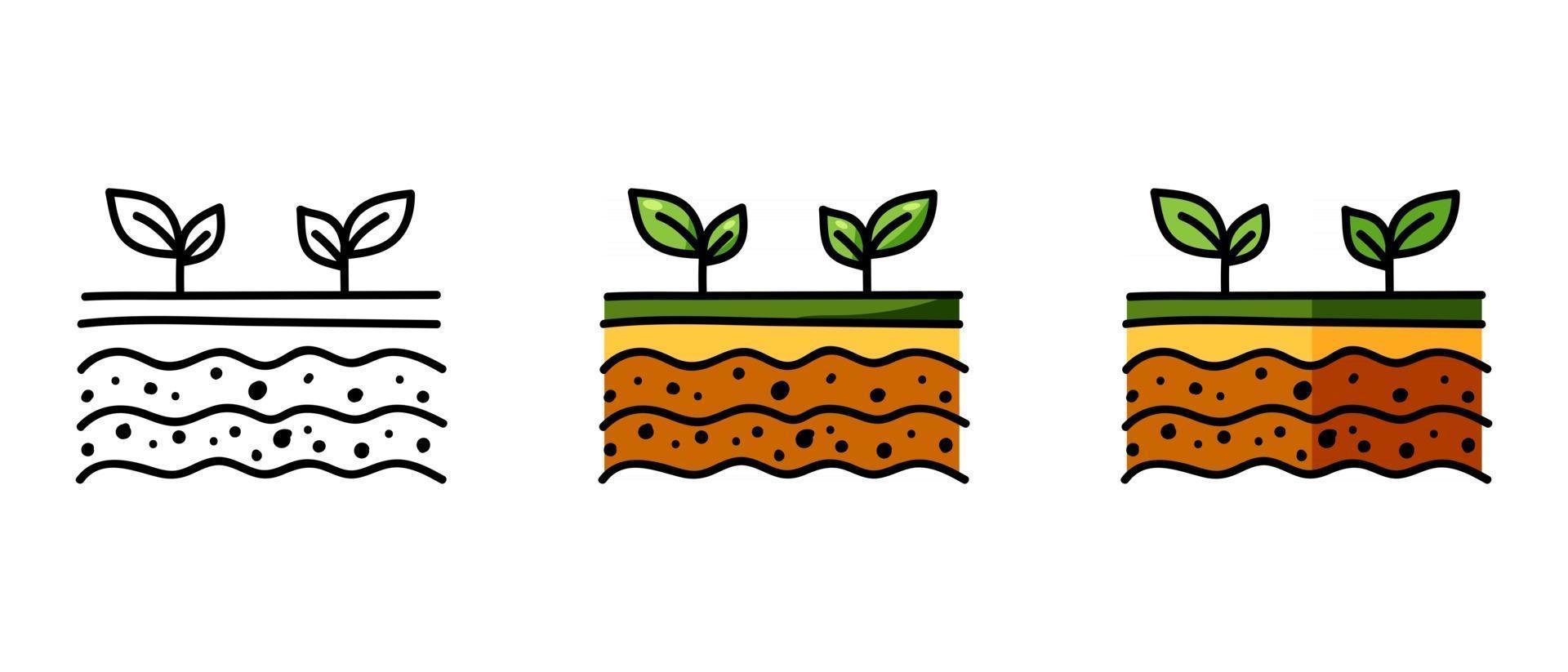Contour and color sprout symbols vector