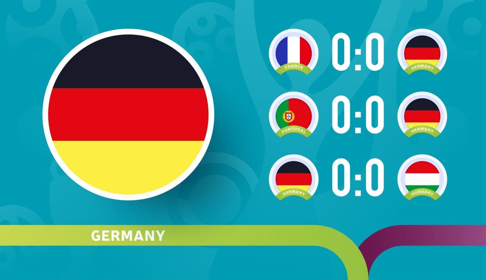 germany national team Schedule matches in the final stage at the 2020 Football Championship. Vector illustration of football 2020 matches