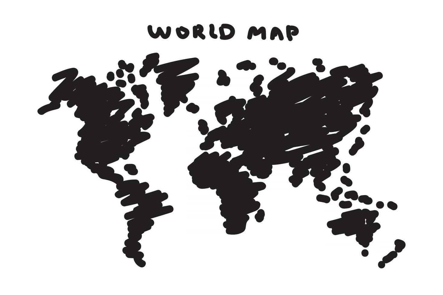 Freehand drawing style of world map . vector