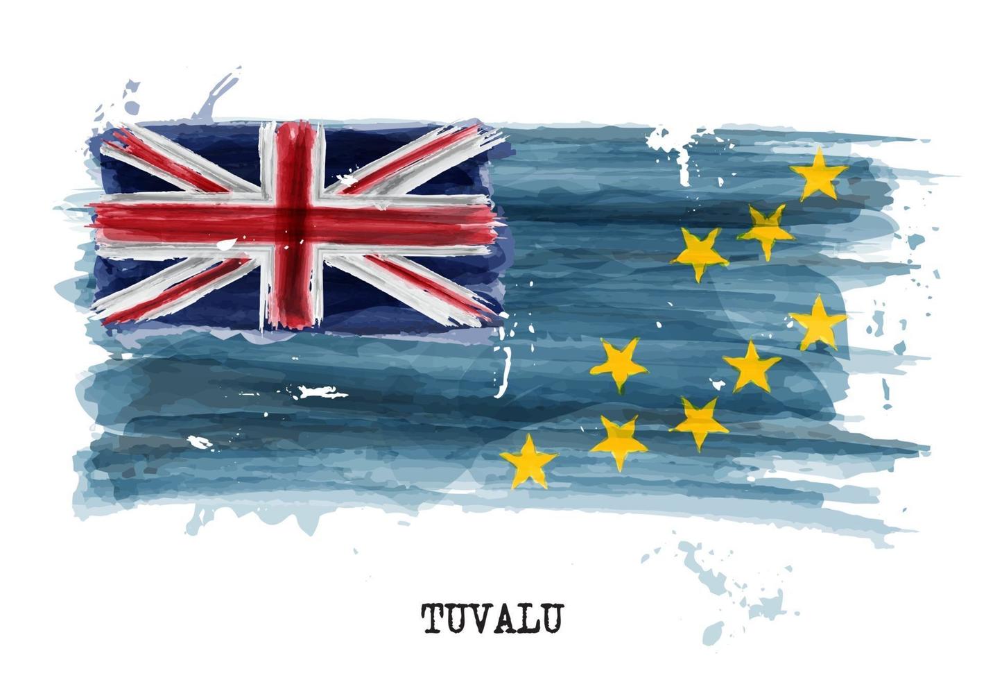 bandera de la pintura de la acuarela de tuvalu. vector. vector