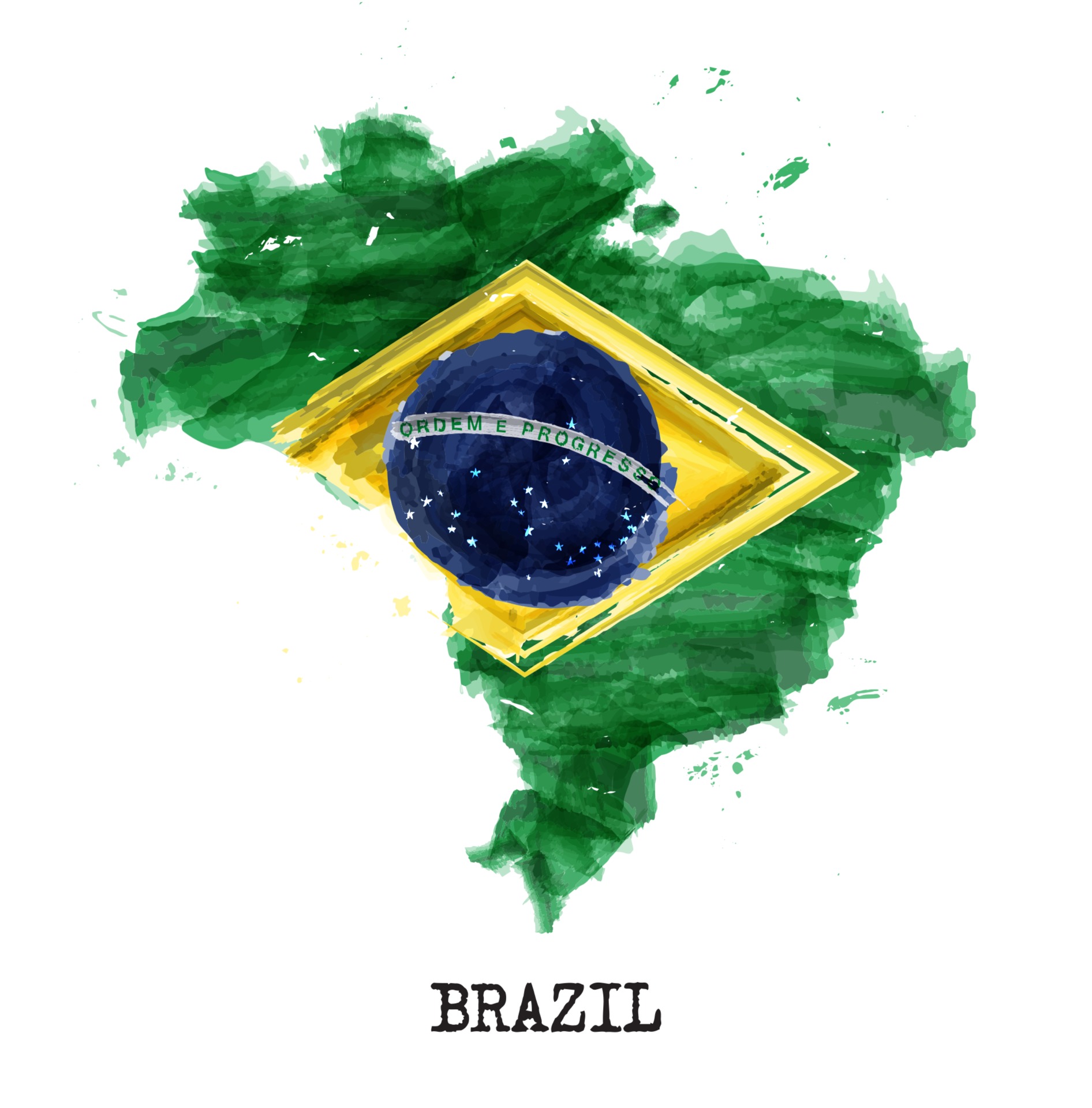 Brazil flag watercolor painting design . Country map shape . Independence  day concept 7 September 1822 . Vector . 2729847 Vector Art at Vecteezy