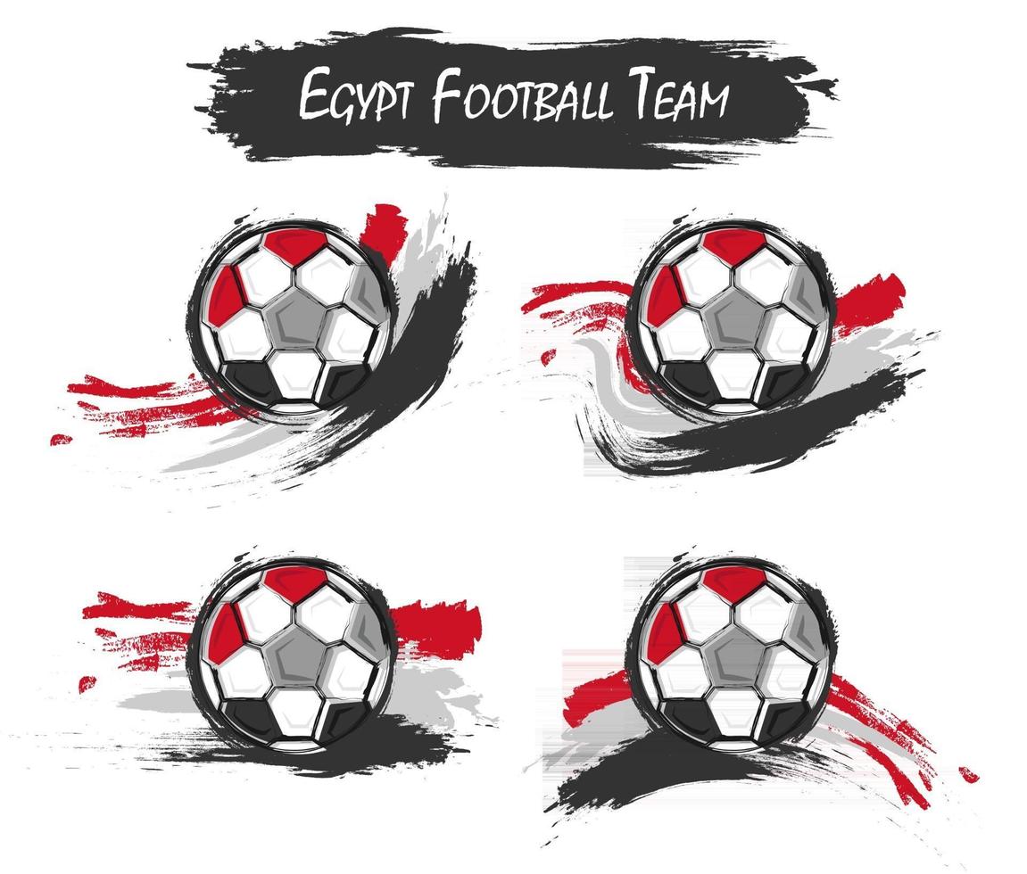 Set of Egypt national football team symbol on isolated background . Watercolor paint style . Flat design . Vector for international world championship tournament cup 2018 .