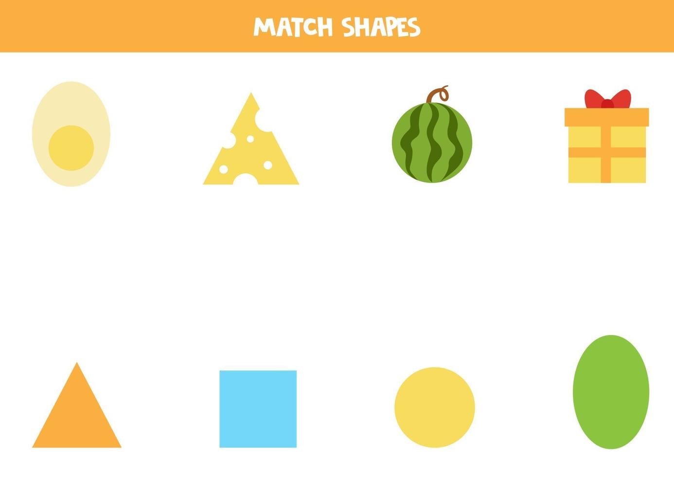 Match shapes and pictures. Worksheet for kids. 2729975 Vector Art at ...