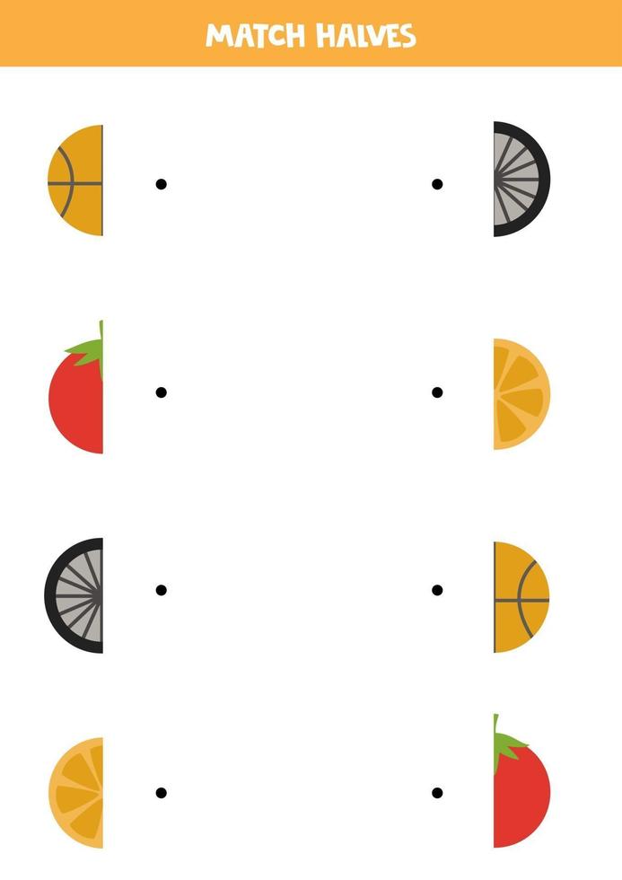 Match parts of circle objects. Logical game for children. vector