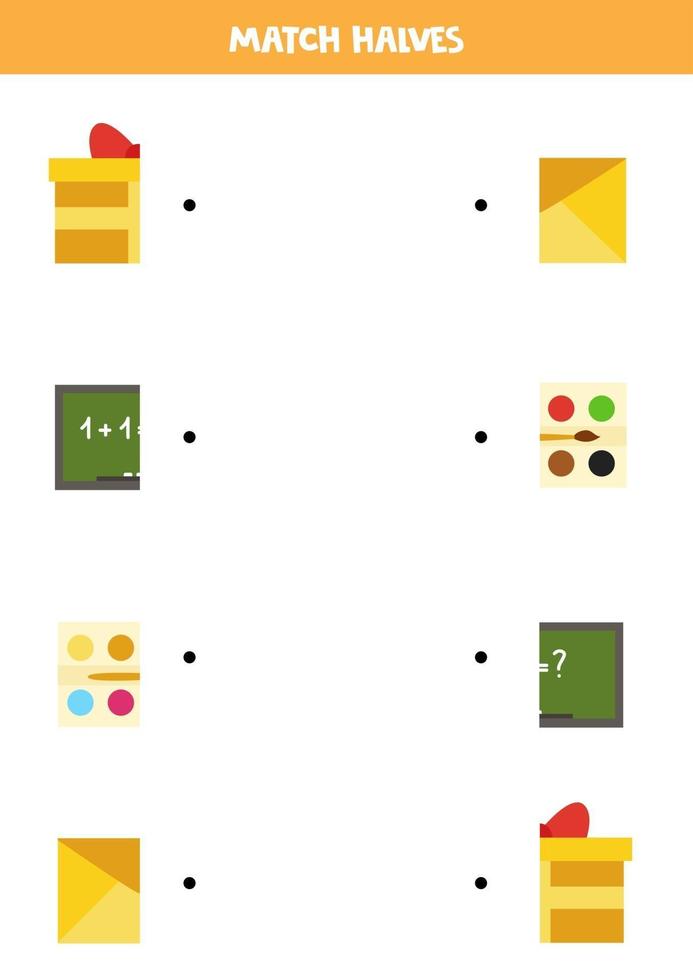 emparejar partes de objetos rectangulares. juego de lógica para niños. vector