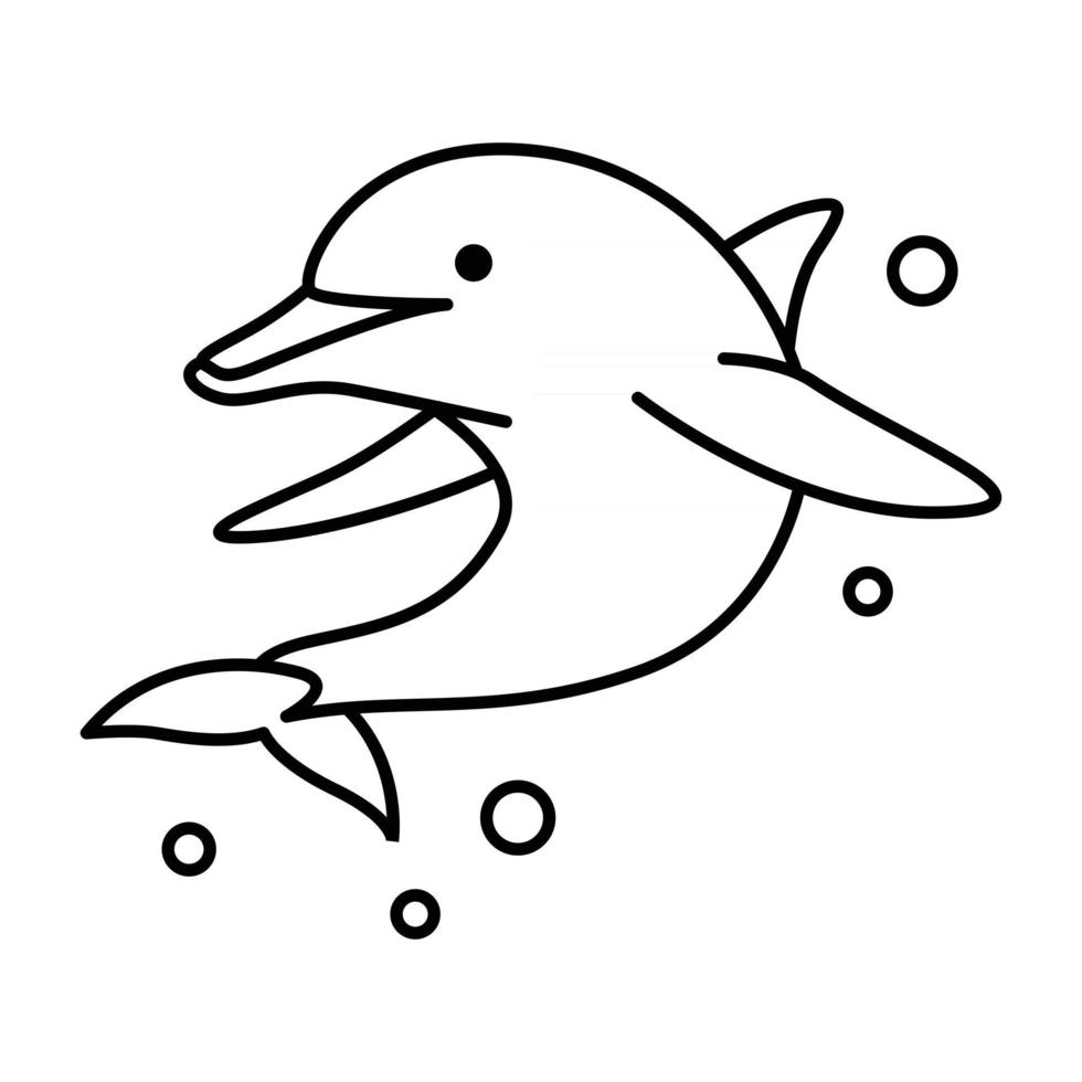 Ilustración de vector de arte lineal de un delfín