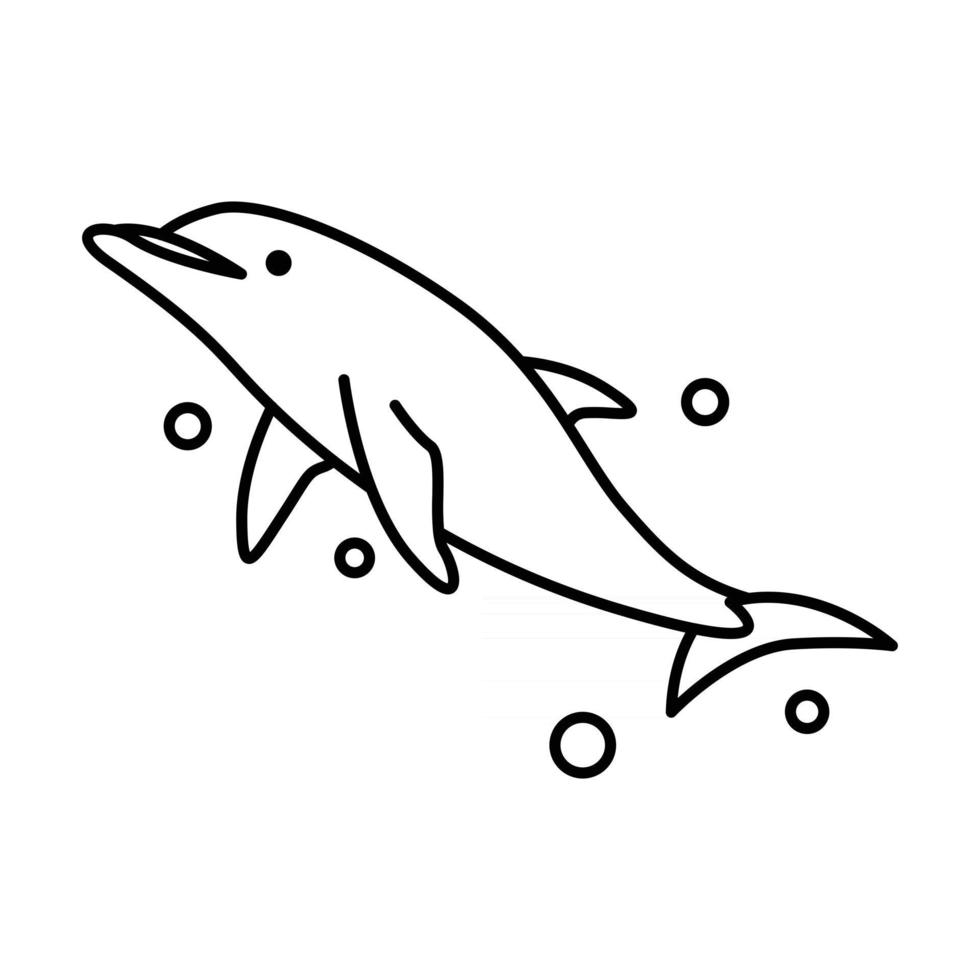 Line art vector illustration of a dolphin