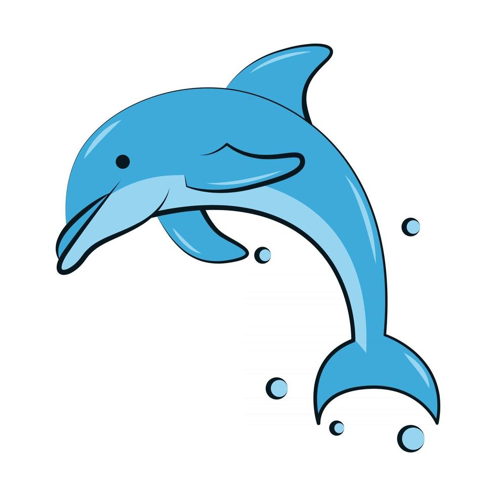 flat color vector illustration of a blue dolphin