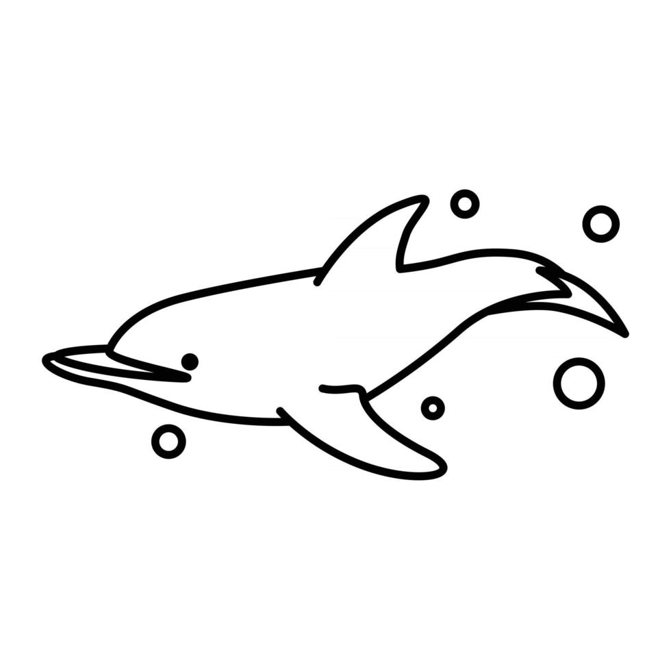 Ilustración de vector de arte lineal de un delfín
