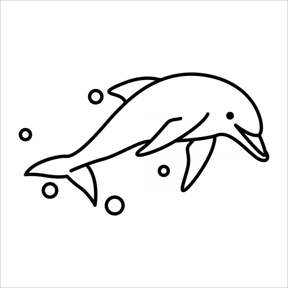 Line art vector illustration of a dolphin