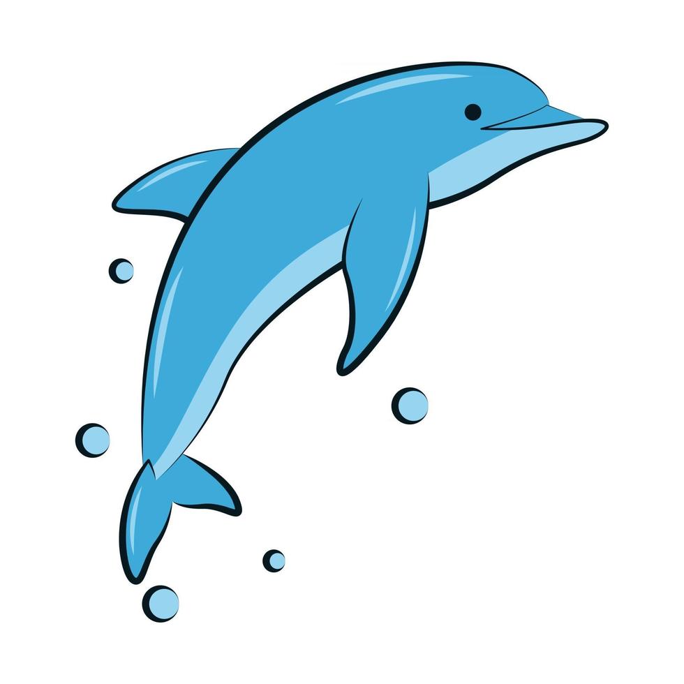 flat color vector illustration of a blue dolphin