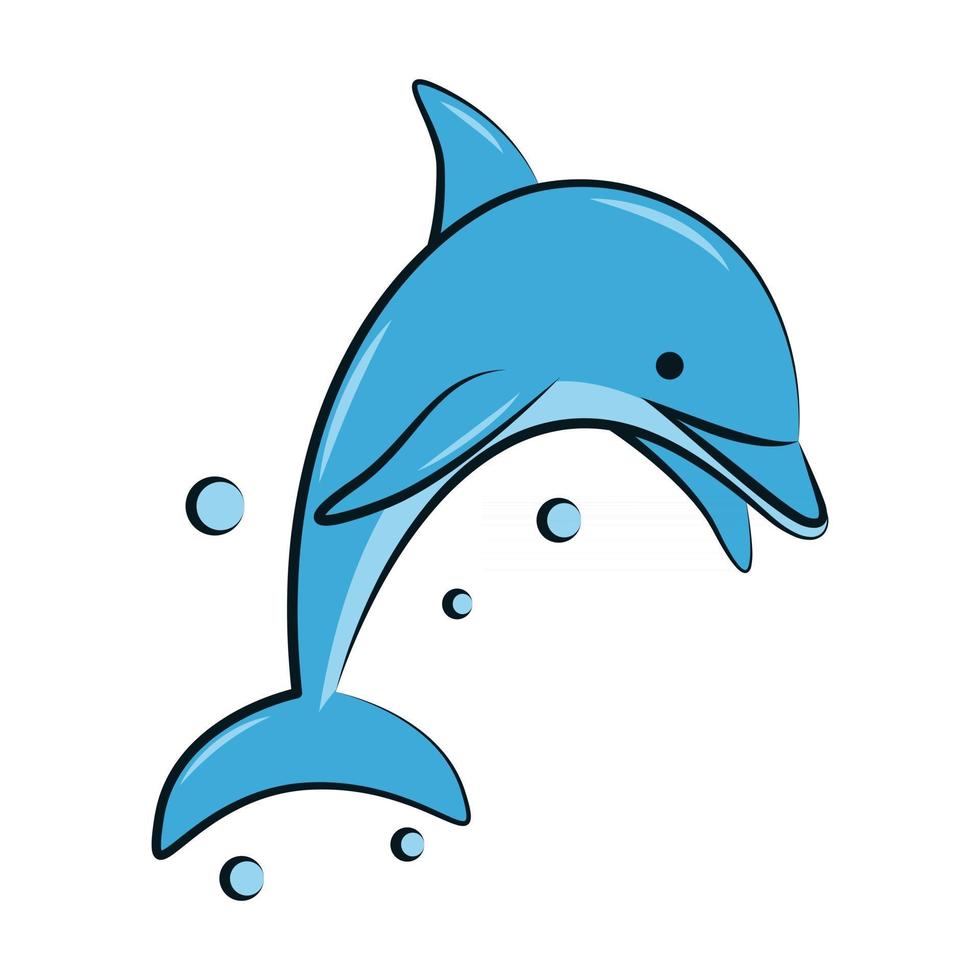 flat color vector illustration of a blue dolphin