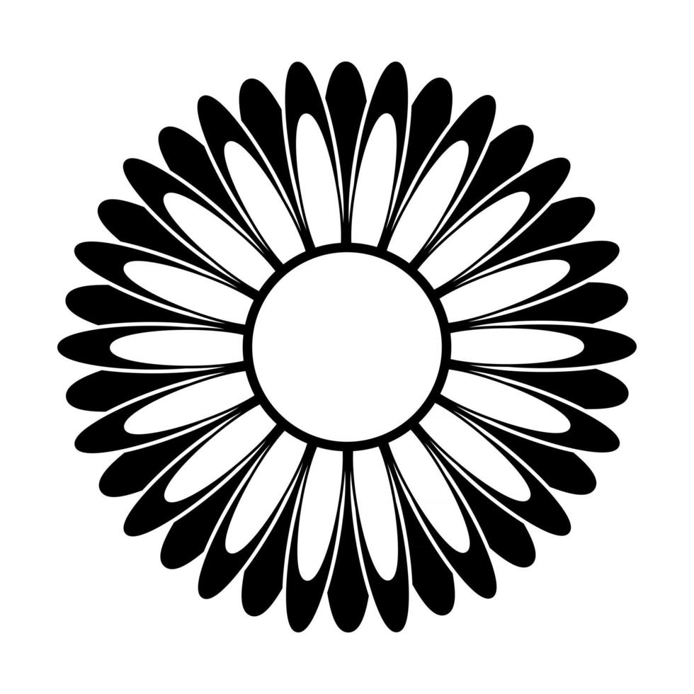 Black and white silhouette of a flower in an abstract style vector
