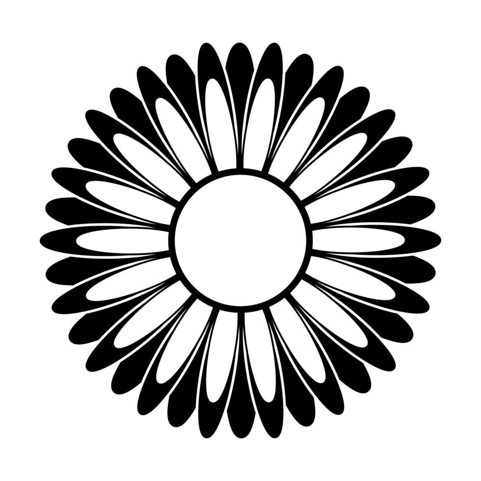 Black and white silhouette of a flower in an abstract style vector