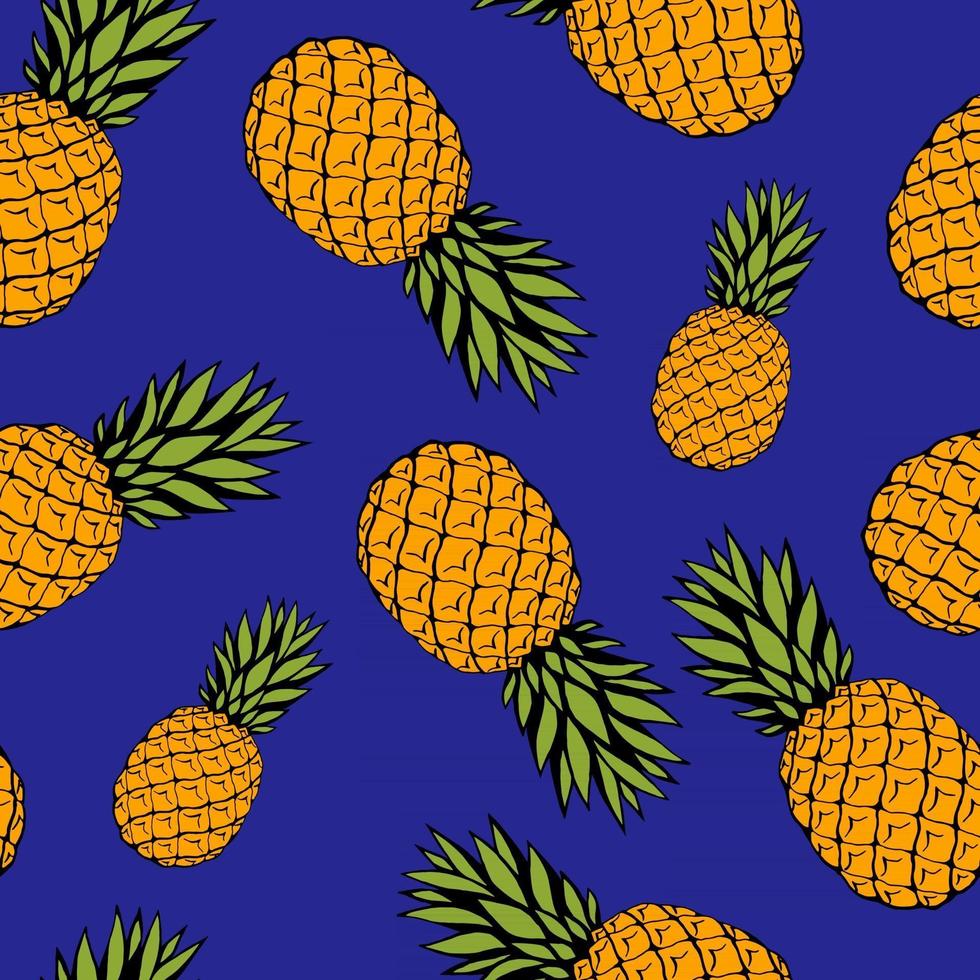 Seamless pattern with hand drawn fruit elements, pineapple. Vegetarian wallpaper. For design packaging, textile, background, design postcards and posters. vector