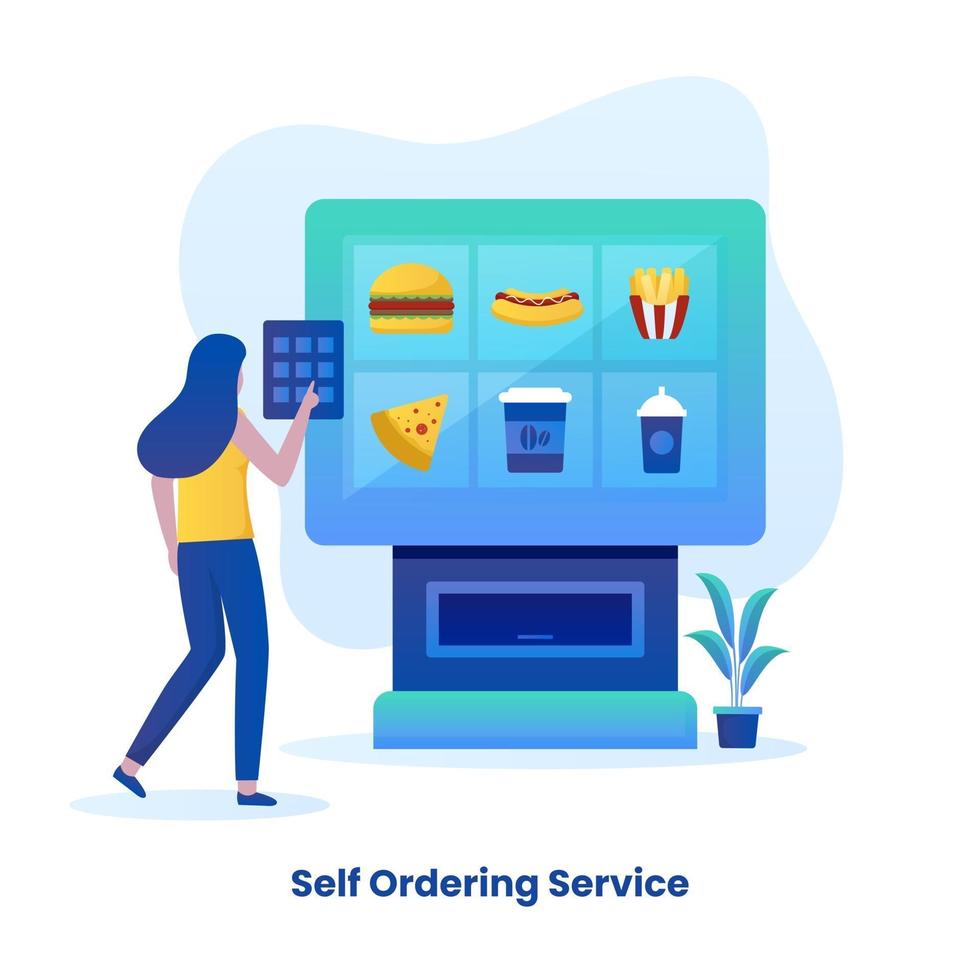 Flat illustration of self ordering food service concept vector