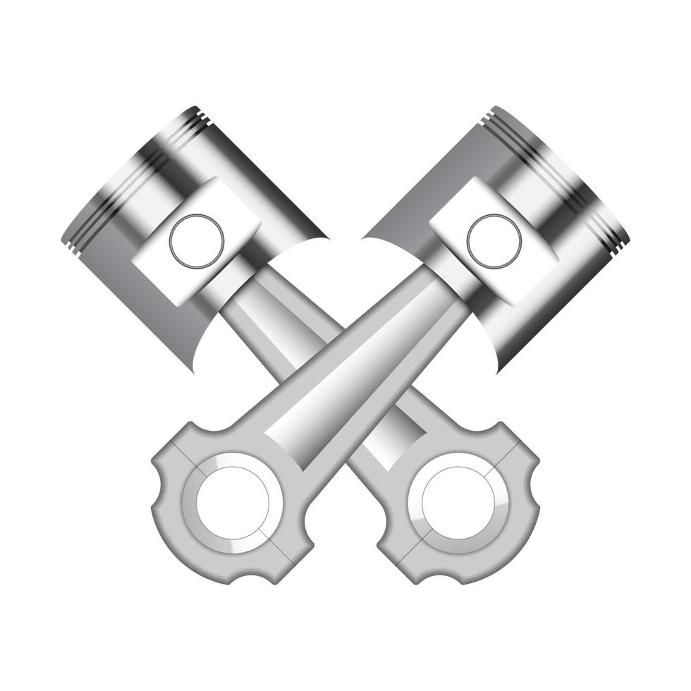 Two engine piston isolated on white background, vector illustration