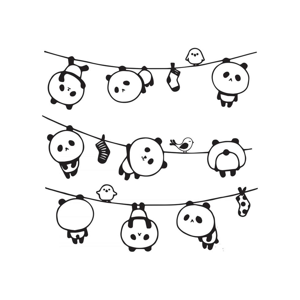 Funny Cute Pandas Hanging Out vector