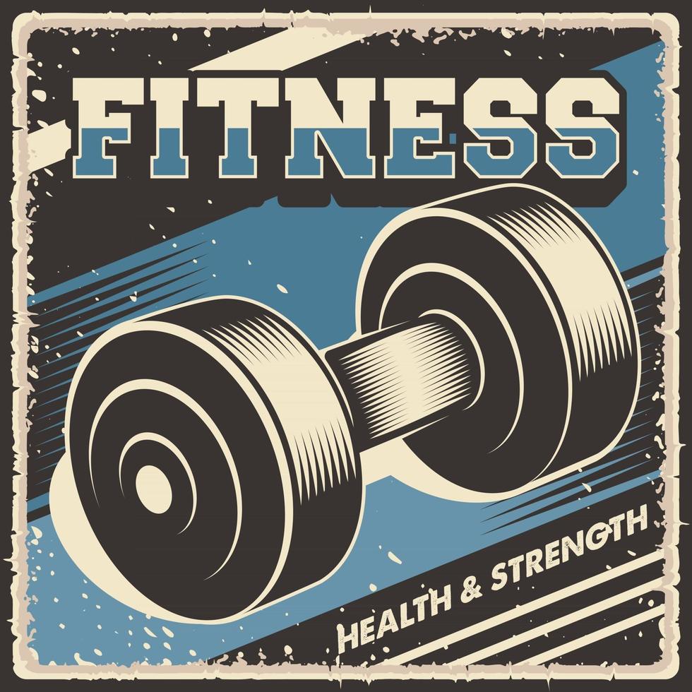 Retro vintage illustration vector graphic of Barbell Fitness fit for wood poster or signage