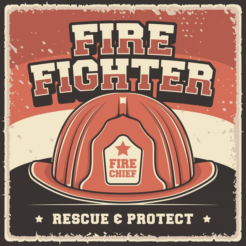 Retro vintage illustration vector graphic of firefighter fire department service fit for wood poster or signage