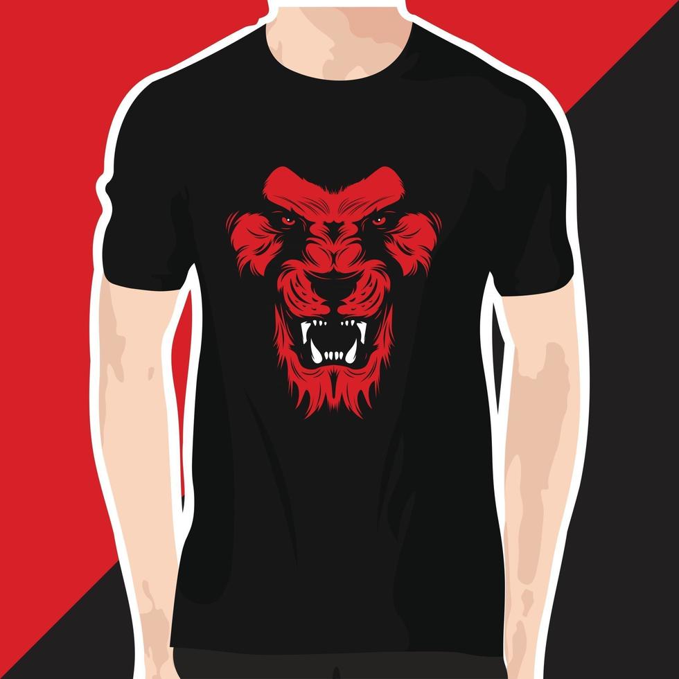Man wearing t-shirt with modern lion head vector