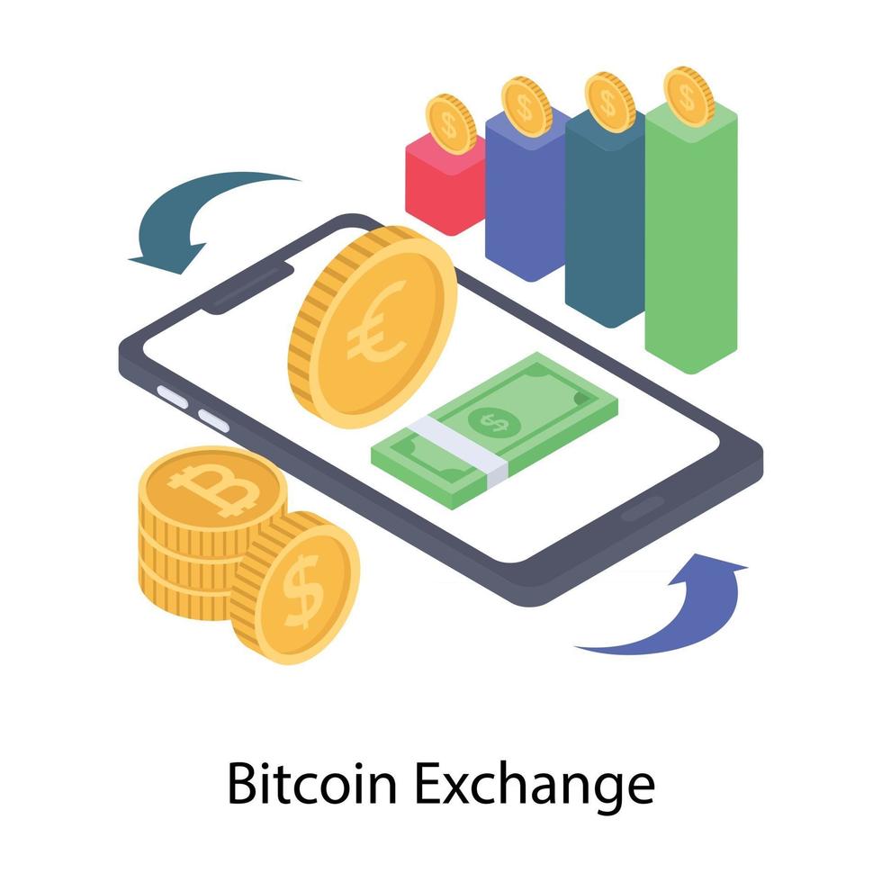 conceptos de intercambio de bitcoins vector