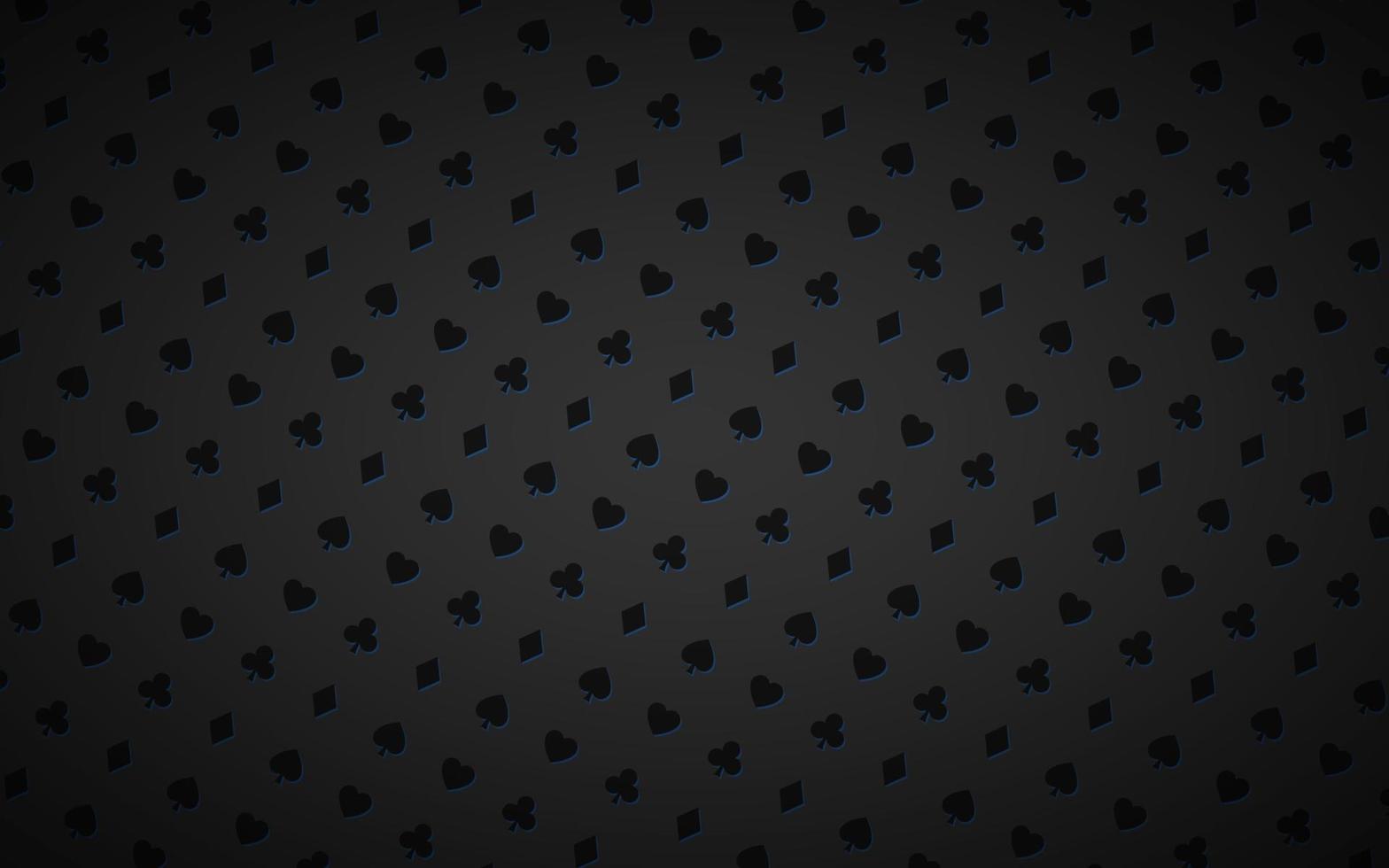 Modern abstract black and blue casino background with playing card signs. Poker symbols on black background. Casino symbols vector