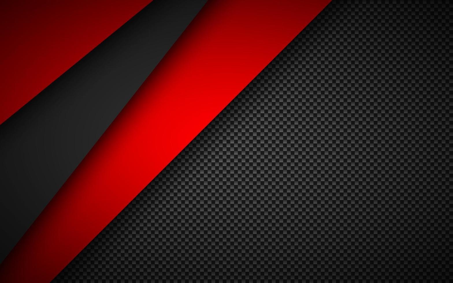 Black and red overlap layers background with carbon fibre texture. Modern material design background. Vector illustration corporate template