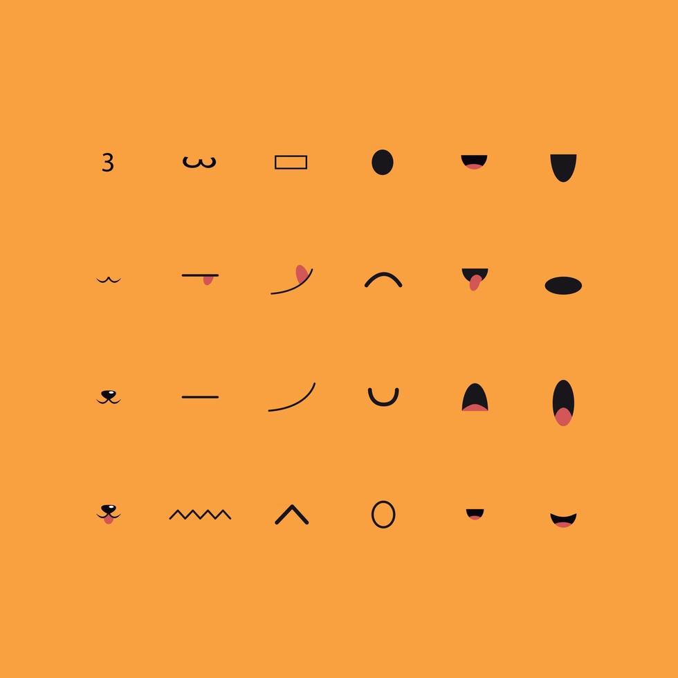 set of mouths for kawaii drawings vector