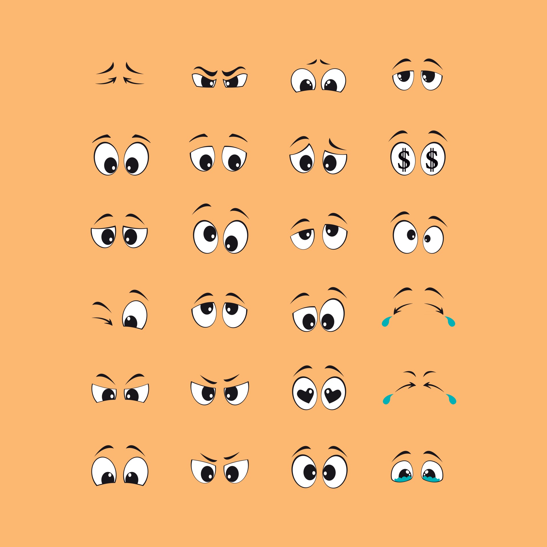 Cartoon of black and white eyes 2730375 Vector Art at Vecteezy