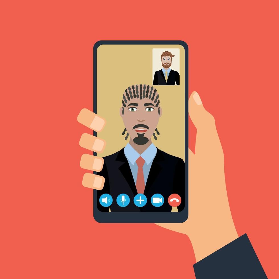 business man making a video call vector