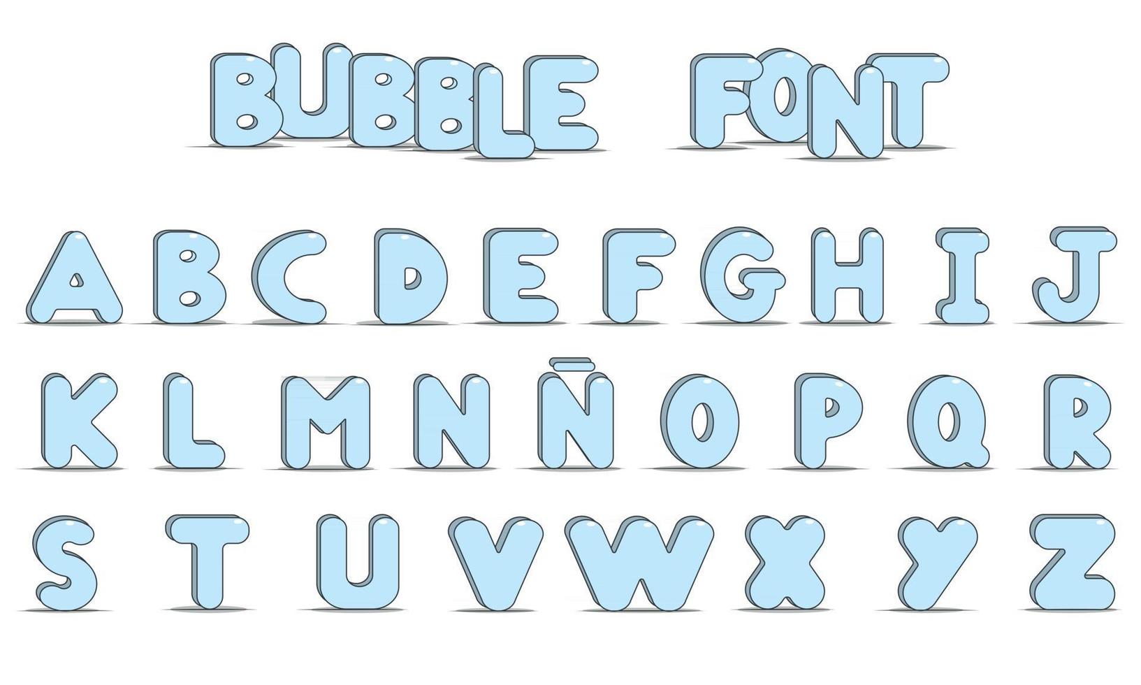 Uppercase letters alphabet bubble style vector