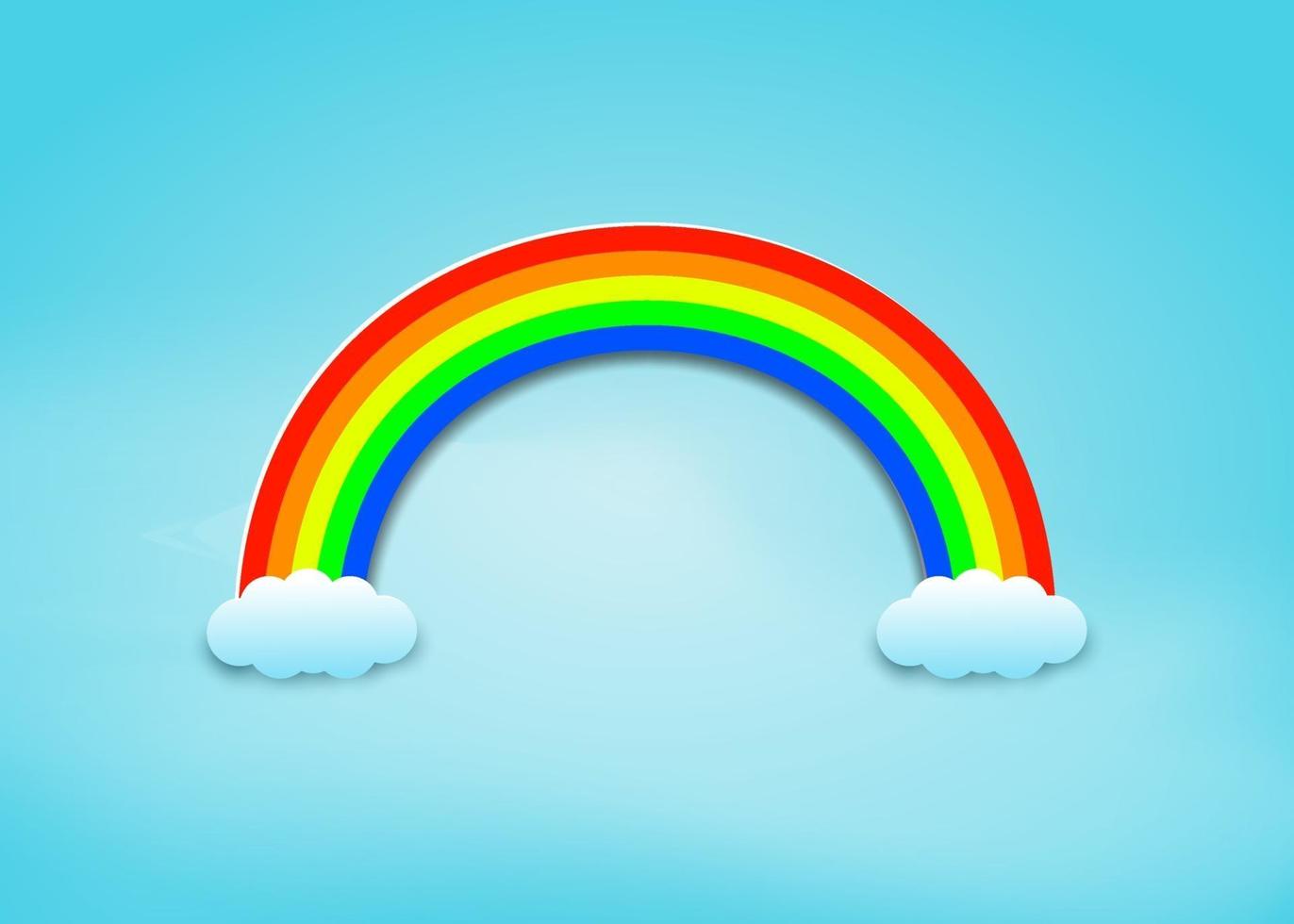 arco iris de colores y nubes en estilo papercut vector