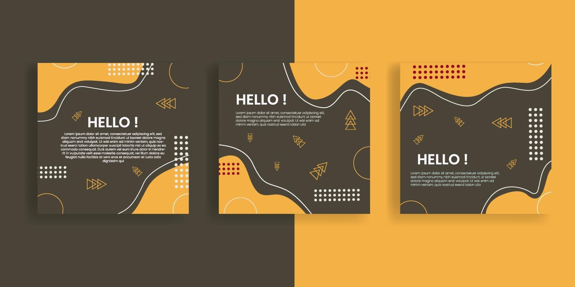 social media post template with abstract shape vector